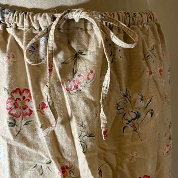 Vtg Y2K 2000s Floral Linen Maxi Skirt Sz L Cottagecore Fairycore Romantic - Picture 2 of 8